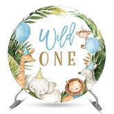 Toile de fond ronde Safari Animals Wild One Birthday